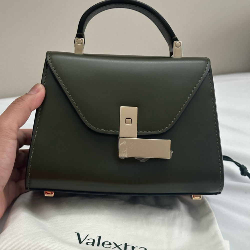 Valextra Dark Green Mini Bag with Gold Accents - Picture 11 of 16